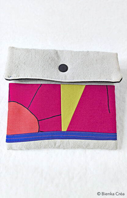 Pochette molletonnée blanc écru et rose – Image 2