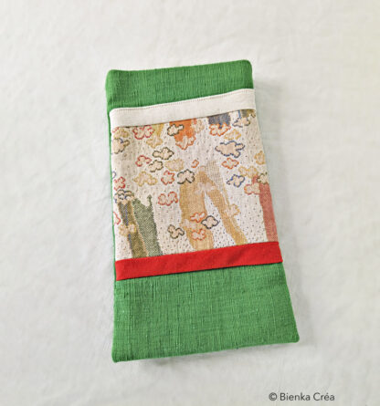 Étui-pochette doublé vert et orangé à motifs – Image 4