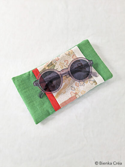 Étui-pochette doublé vert et orangé à motifs – Image 2