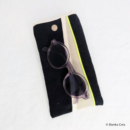 Etui pochette noir, écru et taupe – Image 5