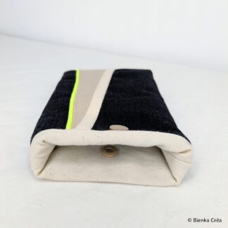 Etui pochette noir, écru et taupe