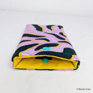 Étui-pochette zébré rose jaune et noir
